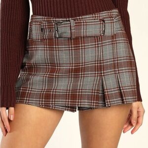 NWT Free People Sage Rust Plaid Academia Skort 8